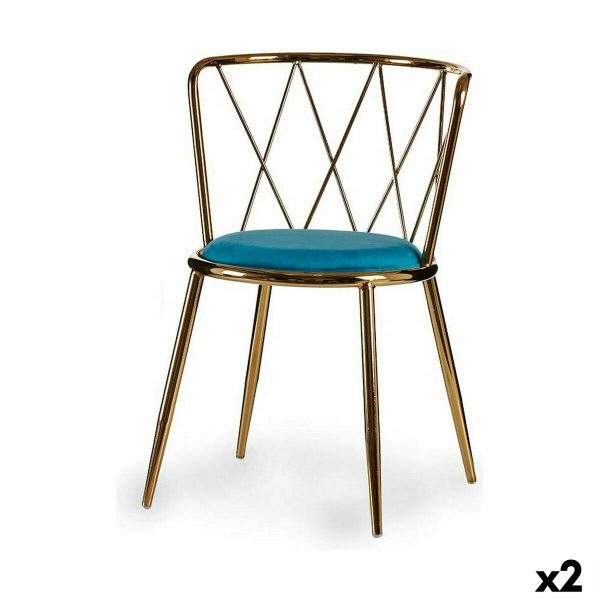 Chair Rhombus Blue Golden 50,5 x 73 x 51 cm (2 Units) Supply