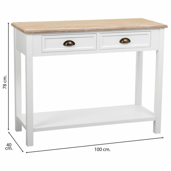 Hall Table with Drawers Alexandra House Living White Brown Zinc Alloy MDF Wood 40 x 78 x 100 cm Hot on Sale