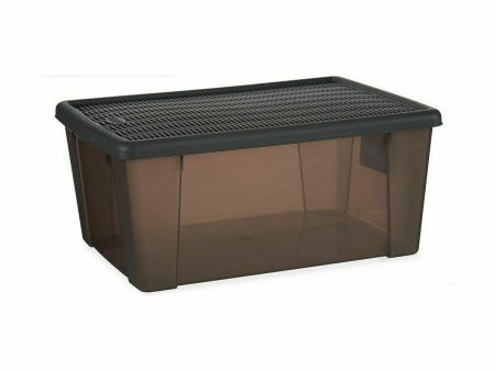 Storage Box with Lid Stefanplast Elegance Grey Plastic 15 L 29 x 17 x 39 cm (6 Units) For Cheap