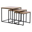 Set of 3 tables DKD Home Decor Black Metal 45 x 45 x 45 cm MDF Wood Online