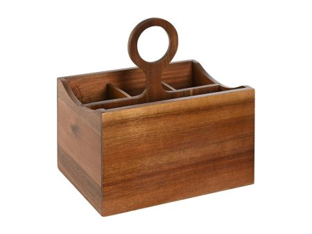 Cutlery basket Home ESPRIT Natural Acacia 21 x 14,5 x 22 cm For Discount