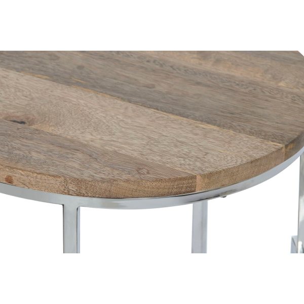 Set of 3 tables Home ESPRIT Brown Silver Natural Steel Mango wood 49,5 x 49,5 x 62 cm Cheap