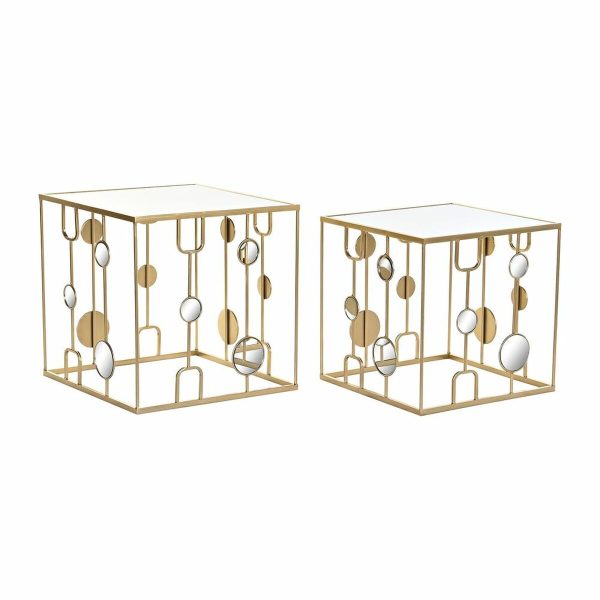 Set of 2 small tables DKD Home Decor Golden 50 x 50 x 50 cm Discount