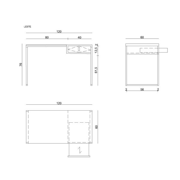 Desk Unique LESTE JSBG-142-1 Black Steel 120 x 76 x 60 cm Supply