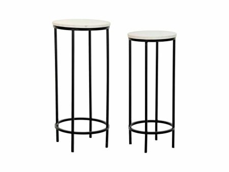 Set of 2 small tables DKD Home Decor White Black 30,5 x 30,5 x 69 cm For Cheap