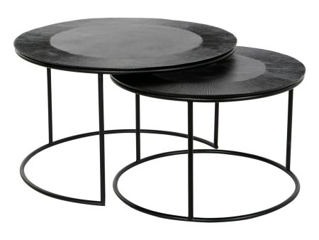 Set of 2 tables DKD Home Decor Black Metal Aluminium 76 x 76 x 44 cm For Sale