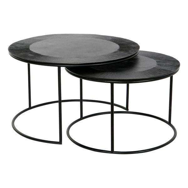 Set of 2 tables DKD Home Decor Black Metal Aluminium 76 x 76 x 44 cm For Sale