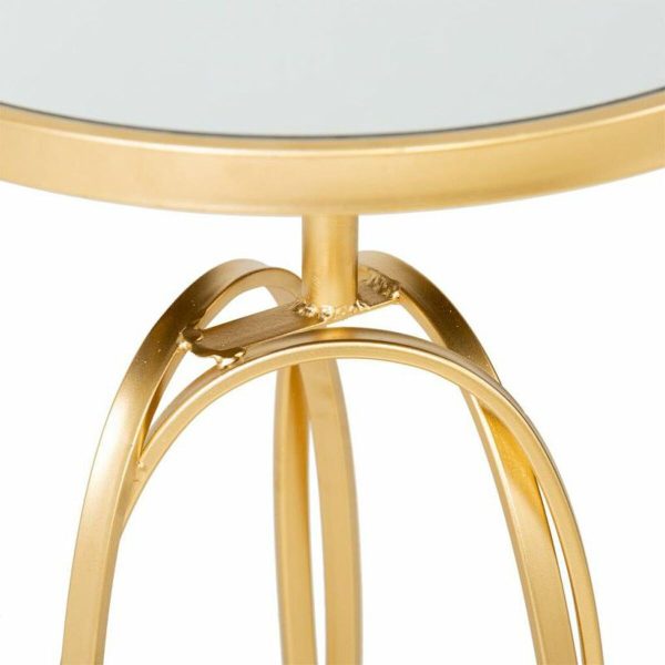 Side table Alexandra House Living Gold Glass MDF Wood 35 x 61 x 35 cm Fashion