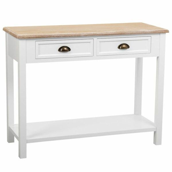 Hall Table with Drawers Alexandra House Living White Brown Zinc Alloy MDF Wood 40 x 78 x 100 cm Hot on Sale