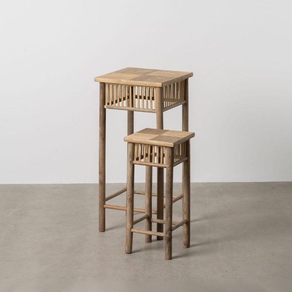 Side table Natural Bamboo 22,5 x 22,5 x 50 cm 32,5 x 32,5 x 70 cm 2 Pieces (2 Units) Online Sale