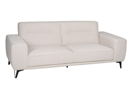 3-Seater Sofa Cream Wood 220 x 87 x 85 cm Discount