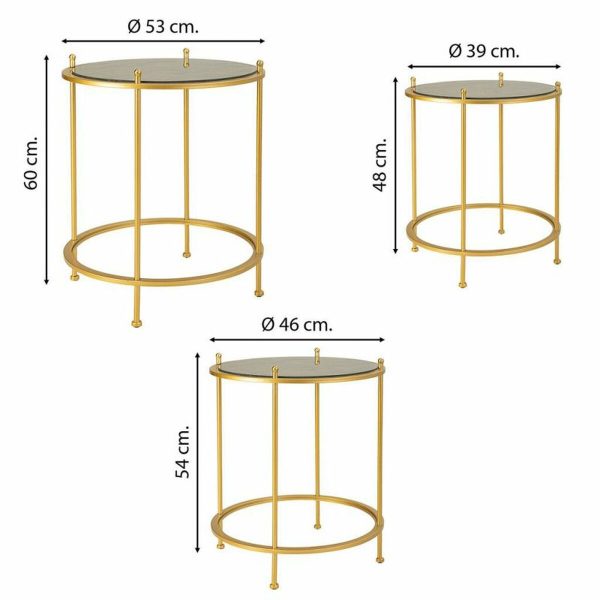 Set of 3 tables Alexandra House Living Gold 53 x 60 x 53 cm Hot on Sale