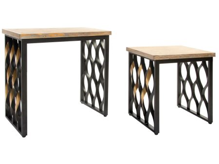 Set of 2 tables Home ESPRIT Wood Metal 64 x 34 x 65 cm Cheap