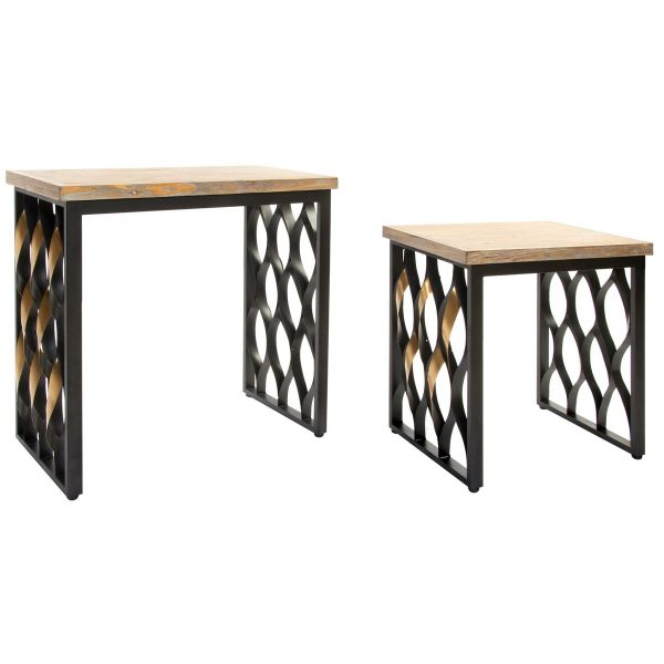 Set of 2 tables Home ESPRIT Wood Metal 64 x 34 x 65 cm Cheap