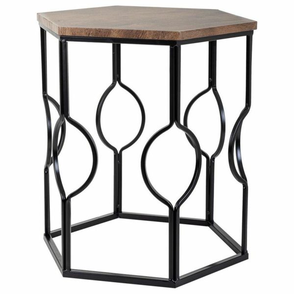 Set of 2 tables Alexandra House Living Brown Black Iron MDF Wood 39 x 57 x 39 cm Online