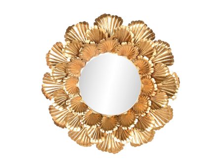 Wall mirror Home ESPRIT Golden Leaf of a plant 76,5 x 8 x 76,5 cm For Sale