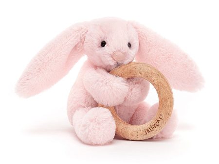 JellyCat Bashful Pink Bunny Wooden Ring Toy Sale