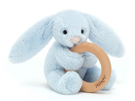 JellyCat Bashful Blue Bunny Wooden Ring Toy Fashion